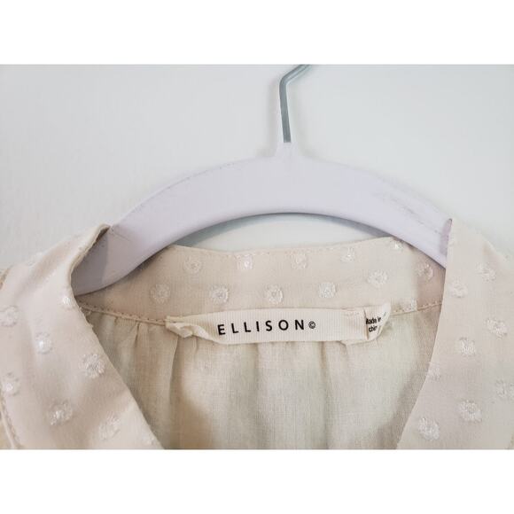 (J5) Ellison Women Romper Short Size M Long Sleeve Buttons Elastic Waist Boho - Picture 5 of 8